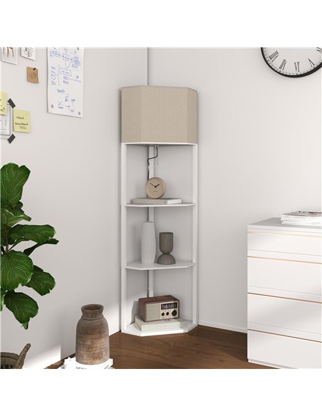 HOMCOM Three-Shelf Corner Floor Lamp - White B31-315V70WT - pic 109014 | FastDaddyshop