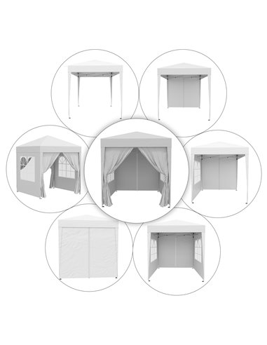 Outsunny 2 x2m Pop Up Gazebo Canopy Party Tent Wedding Awning W/ free Carrying Case White + Removable 2 Walls 2 Windows-White 