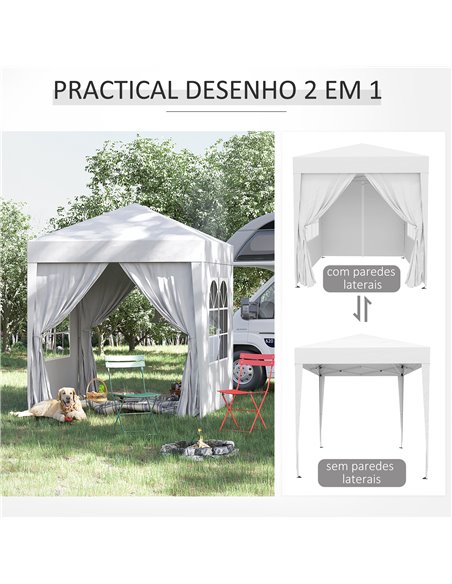 Outsunny 2 x2m Pop Up Gazebo Canopy Party Tent Wedding Awning W/ free Carrying Case White + Removable 2 Walls 2 Windows-White  - pic 10903 | FastDaddyshop