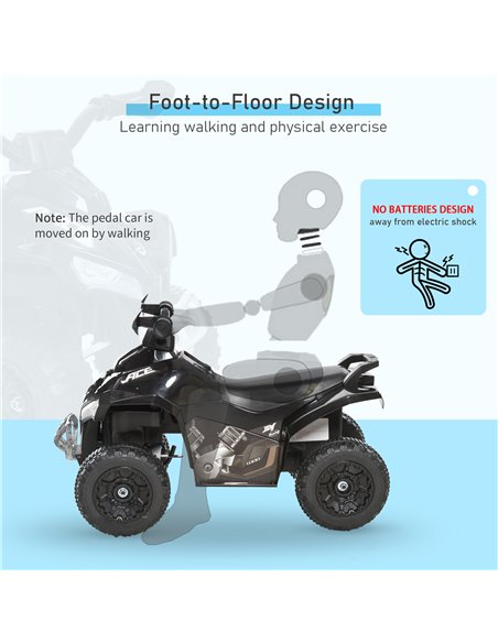 HOMCOM No Power Kids Ride on Toy Foot-to-Floor Sliding Quad for 18-36 Months, Black 370-096BK - pic 109039 | FastDaddyshop