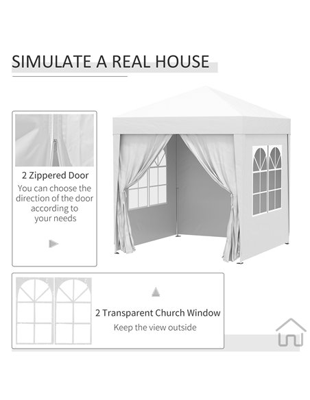Outsunny 2 x2m Pop Up Gazebo Canopy Party Tent Wedding Awning W/ free Carrying Case White + Removable 2 Walls 2 Windows-White  - pic 10904 | FastDaddyshop