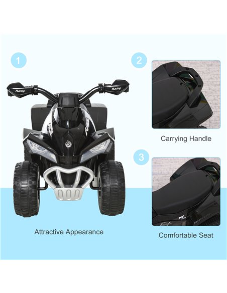 HOMCOM No Power Kids Ride on Toy Foot-to-Floor Sliding Quad for 18-36 Months, Black 370-096BK - pic 109040 | FastDaddyshop