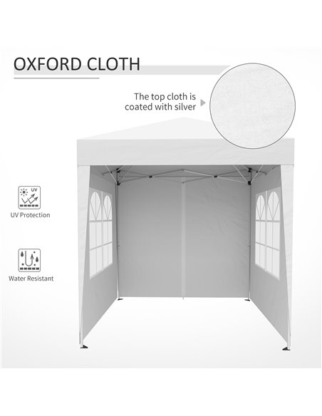 Outsunny 2 x2m Pop Up Gazebo Canopy Party Tent Wedding Awning W/ free Carrying Case White + Removable 2 Walls 2 Windows-White  - pic 10905 | FastDaddyshop