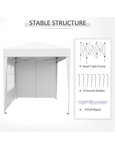 Outsunny 2 x2m Pop Up Gazebo Canopy Party Tent Wedding Awning W/ free Carrying Case White + Removable 2 Walls 2 Windows-White  - pic 10906 | FastDaddyshop
