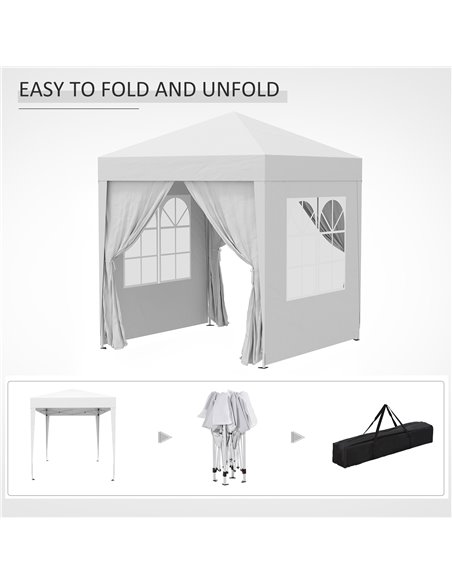 Outsunny 2 x2m Pop Up Gazebo Canopy Party Tent Wedding Awning W/ free Carrying Case White + Removable 2 Walls 2 Windows-White  - pic 10907 | FastDaddyshop