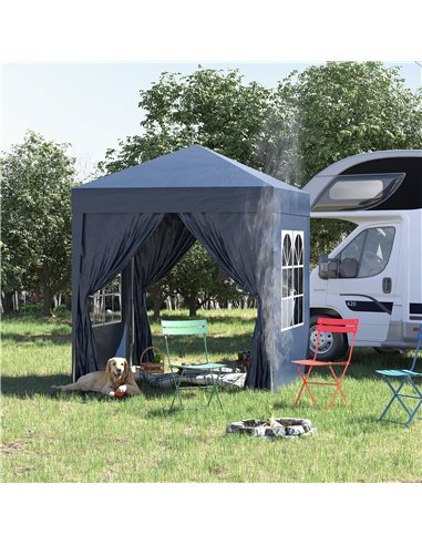 Outsunny 2x2m Garden Pop Up Gazebo Marquee Party Tent Wedding Awning Canopy W/ free Carrying Case + Removable 2 Walls 2 Windows-