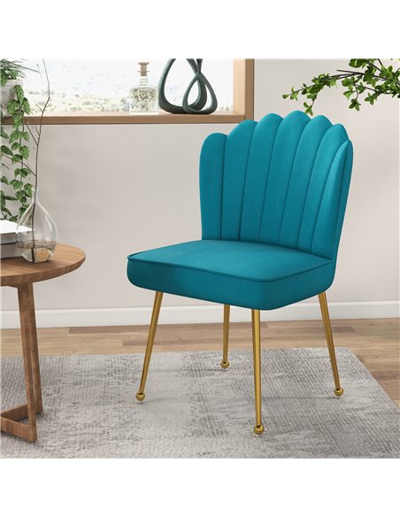 HOMCOM Velvet-Feel Shell Accent Chair - Blue 839-169V70BU - pic 109098 | FastDaddyshop