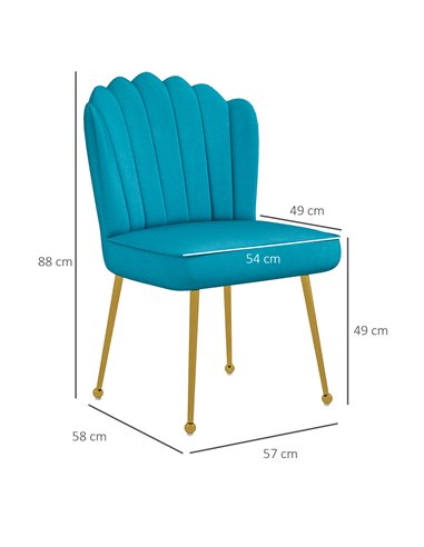 HOMCOM Velvet-Feel Shell Accent Chair - Blue 839-169V70BU
