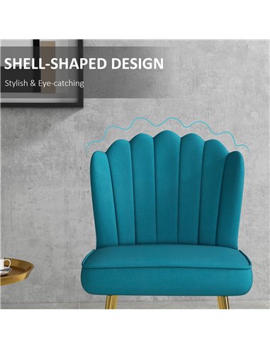 HOMCOM Velvet-Feel Shell Accent Chair - Blue 839-169V70BU