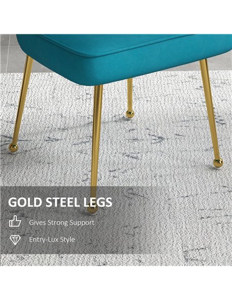 HOMCOM Velvet-Feel Shell Accent Chair - Blue 839-169V70BU - pic 109102 | FastDaddyshop
