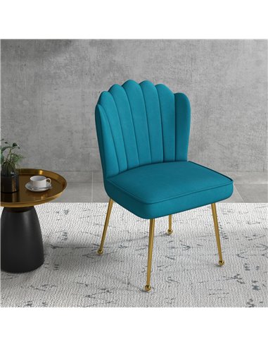 HOMCOM Velvet-Feel Shell Accent Chair - Blue 839-169V70BU