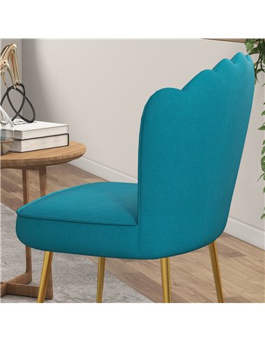 HOMCOM Velvet-Feel Shell Accent Chair - Blue 839-169V70BU