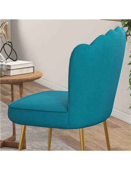 HOMCOM Velvet-Feel Shell Accent Chair - Blue 839-169V70BU - pic 109104 | FastDaddyshop
