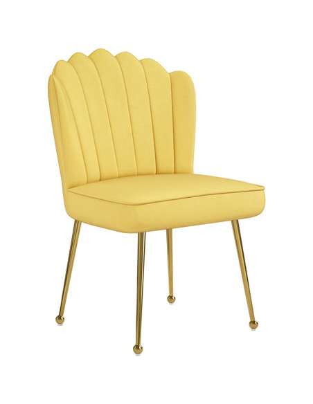 HOMCOM Velvet-Feel Shell Accent Chair - Yellow 839-169V70YL - pic 109106 | FastDaddyshop