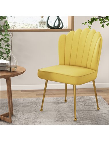 HOMCOM Velvet-Feel Shell Accent Chair - Yellow 839-169V70YL