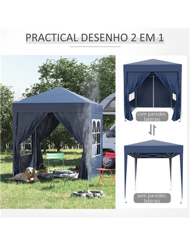 Outsunny 2x2m Garden Pop Up Gazebo Marquee Party Tent Wedding Awning Canopy W/ free Carrying Case + Removable 2 Walls 2 Windows-
