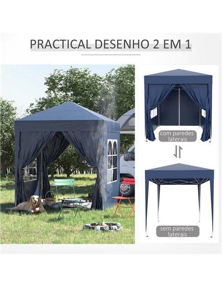 Outsunny 2x2m Garden Pop Up Gazebo Marquee Party Tent Wedding Awning Canopy W/ free Carrying Case + Removable 2 Walls 2 Windows- - pic 10911 | FastDaddyshop