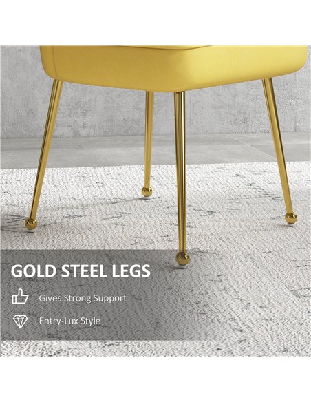 HOMCOM Velvet-Feel Shell Accent Chair - Yellow 839-169V70YL - pic 109111 | FastDaddyshop