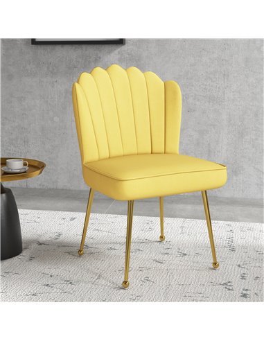 HOMCOM Velvet-Feel Shell Accent Chair - Yellow 839-169V70YL