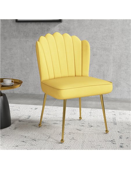 HOMCOM Velvet-Feel Shell Accent Chair - Yellow 839-169V70YL - pic 109112 | FastDaddyshop