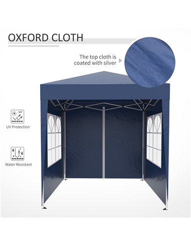 Outsunny 2x2m Garden Pop Up Gazebo Marquee Party Tent Wedding Awning Canopy W/ free Carrying Case + Removable 2 Walls 2 Windows-