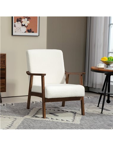 HOMCOM Boucle Seat Mid Century Accent Chair - White 83B-035V70WT