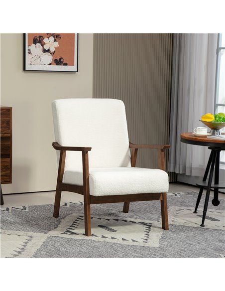 HOMCOM Boucle Seat Mid Century Accent Chair - White 83B-035V70WT - pic 109134 | FastDaddyshop