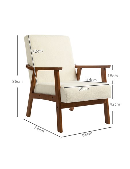 HOMCOM Boucle Seat Mid Century Accent Chair - White 83B-035V70WT - pic 109135 | FastDaddyshop