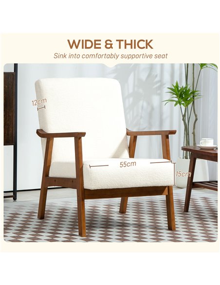 HOMCOM Boucle Seat Mid Century Accent Chair - White 83B-035V70WT - pic 109136 | FastDaddyshop