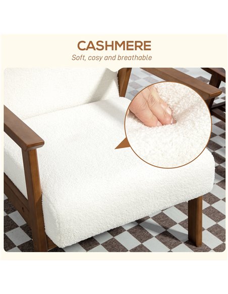 HOMCOM Boucle Seat Mid Century Accent Chair - White 83B-035V70WT - pic 109137 | FastDaddyshop