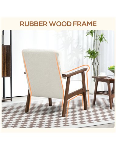 HOMCOM Boucle Seat Mid Century Accent Chair - White 83B-035V70WT
