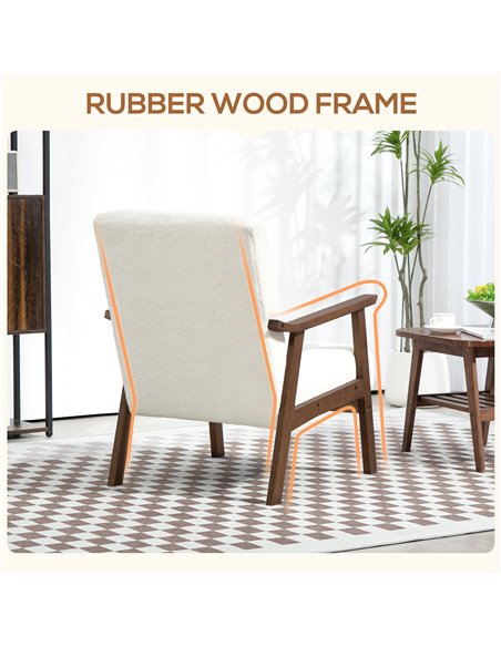 HOMCOM Boucle Seat Mid Century Accent Chair - White 83B-035V70WT - pic 109138 | FastDaddyshop