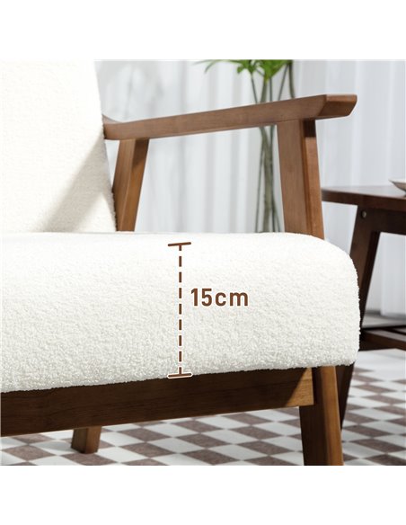 HOMCOM Boucle Seat Mid Century Accent Chair - White 83B-035V70WT - pic 109139 | FastDaddyshop