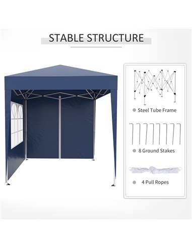 Outsunny 2x2m Garden Pop Up Gazebo Marquee Party Tent Wedding Awning Canopy W/ free Carrying Case + Removable 2 Walls 2 Windows-