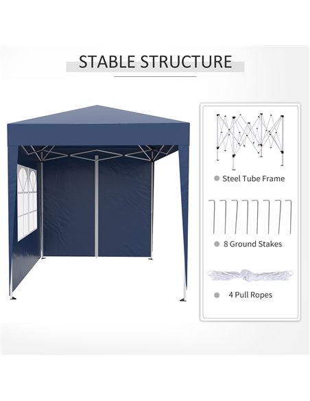 Outsunny 2x2m Garden Pop Up Gazebo Marquee Party Tent Wedding Awning Canopy W/ free Carrying Case + Removable 2 Walls 2 Windows- - pic 10914 | FastDaddyshop