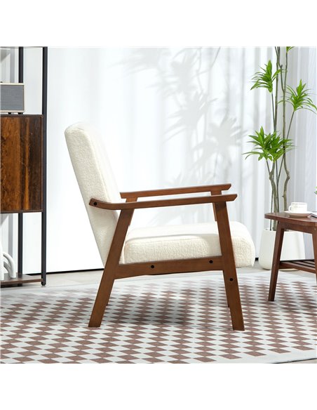 HOMCOM Boucle Seat Mid Century Accent Chair - White 83B-035V70WT - pic 109140 | FastDaddyshop