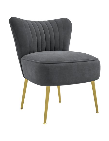 HOMCOM Velvet-Feel Tub Accent Chair - Grey 839-917V70GY - pic 109142 | FastDaddyshop