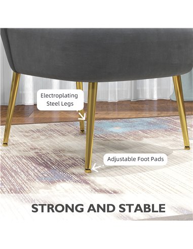 HOMCOM Velvet-Feel Tub Accent Chair - Grey 839-917V70GY
