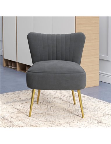 HOMCOM Velvet-Feel Tub Accent Chair - Grey 839-917V70GY