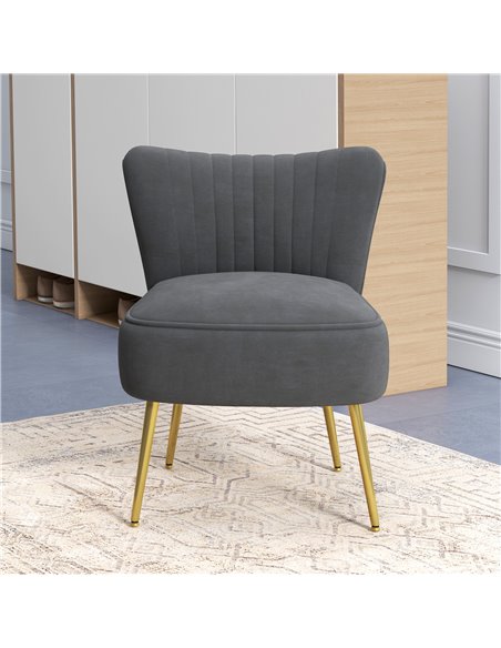 HOMCOM Velvet-Feel Tub Accent Chair - Grey 839-917V70GY - pic 109148 | FastDaddyshop