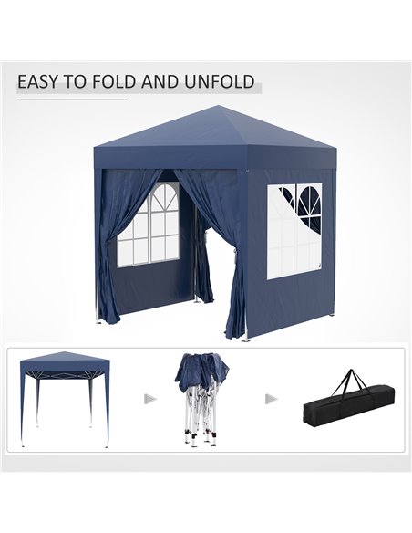 Outsunny 2x2m Garden Pop Up Gazebo Marquee Party Tent Wedding Awning Canopy W/ free Carrying Case + Removable 2 Walls 2 Windows- - pic 10915 | FastDaddyshop