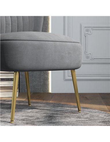 HOMCOM Velvet-Feel Tub Accent Chair - Grey 839-917V70GY