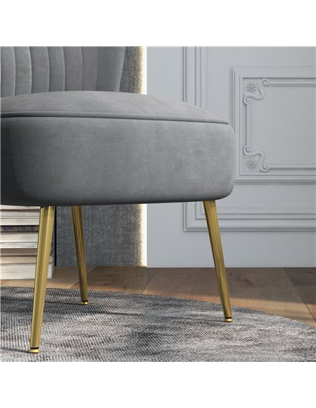 HOMCOM Velvet-Feel Tub Accent Chair - Grey 839-917V70GY - pic 109150 | FastDaddyshop