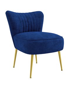 HOMCOM Velvet-Feel Tub Accent Chair - Dark Blue 839-917V70DB