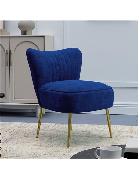 HOMCOM Velvet-Feel Tub Accent Chair - Dark Blue 839-917V70DB - pic 109152 | FastDaddyshop
