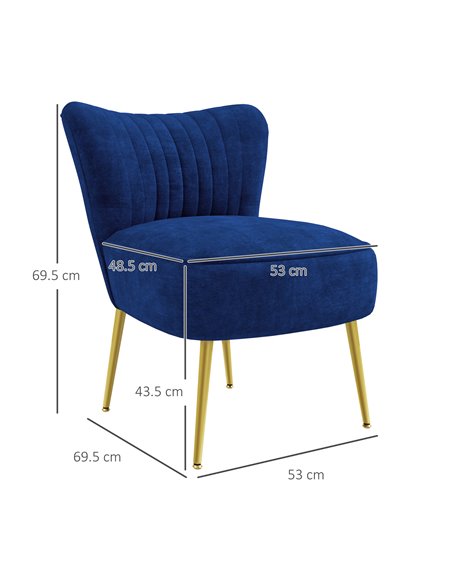 HOMCOM Velvet-Feel Tub Accent Chair - Dark Blue 839-917V70DB - pic 109153 | FastDaddyshop