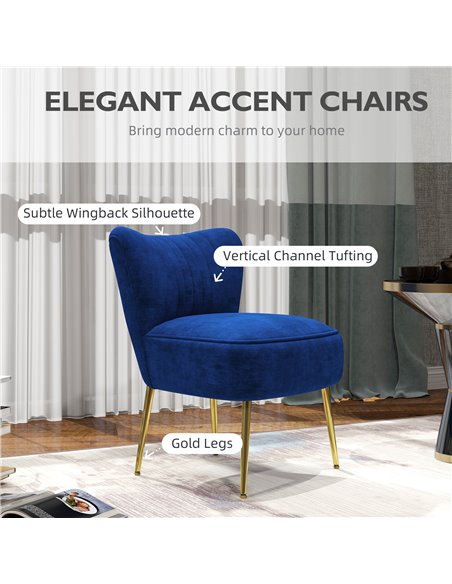 HOMCOM Velvet-Feel Tub Accent Chair - Dark Blue 839-917V70DB - pic 109154 | FastDaddyshop