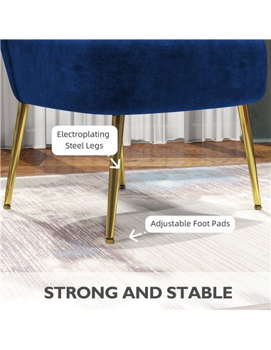 HOMCOM Velvet-Feel Tub Accent Chair - Dark Blue 839-917V70DB