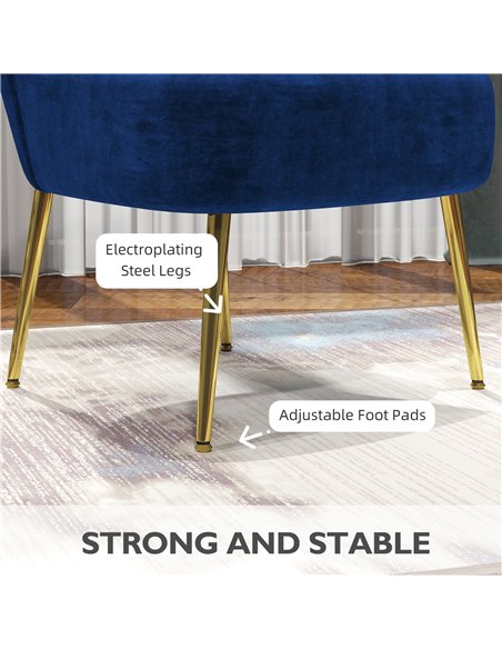 HOMCOM Velvet-Feel Tub Accent Chair - Dark Blue 839-917V70DB - pic 109156 | FastDaddyshop
