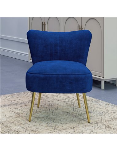 HOMCOM Velvet-Feel Tub Accent Chair - Dark Blue 839-917V70DB